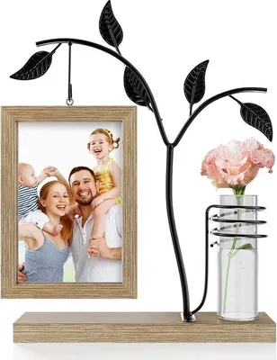 Obrázek produktu pro Personalizovaná fotodeska – pro 2 fotografie – 10 x 15 cm – s vázou a kovovým rámečkem