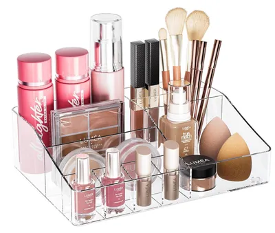 Produktbild von Klarer Kosmetik-Organizer für Lippenstifte, Hautpflege, Schreibtisch, Badezimmer