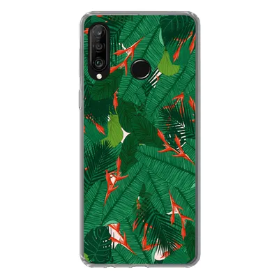 Produktbild von MuchoWow® Handyhülle Schutzhülle Hülle für Huawei P30 Lite Blumen - Blätter - Muster Silikon Softcase Handy Hülle - Handyhülle