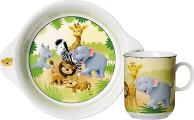 Immagine prodotto di Ritzenhoff & Breker Tiere Kinderset Afrikatiere, 2-tlg., Becher, Schale, Geschirr, Kinder, Porzellan, 427790