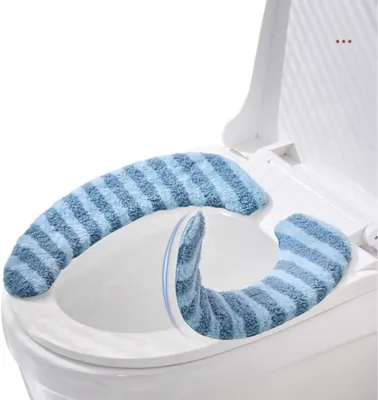 Produktbild von Dicker, wiederverwendbarer Toilettensitz, weiches und warmes Toilettensitzkissen, waschbarer Plüsch, einfach zu montieren.