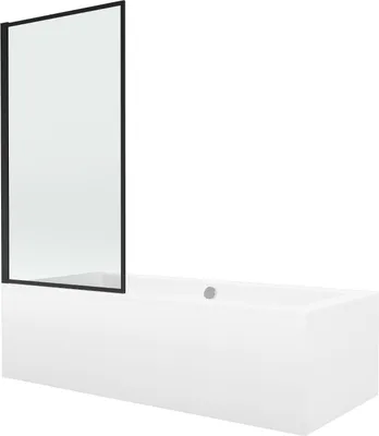 Produktbild von Mexen Cube rechteckige Badewanne 170 x 80 cm mit Verkleidung und 1-flügeliger Duschabtrennung 70 cm, schwarzes Muster - 5505170?