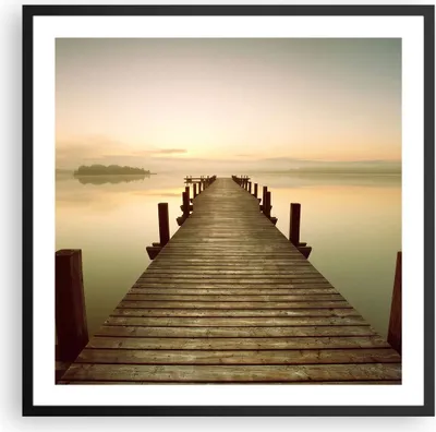 Produktbild von Gerahmtes Poster - Schwarzer Rahmen - Brücke See - 60x60 cm - Wand Bild - Wanddeko - Wandbilder - Kunstposter - Wandposter - Bilderrahmen - Bilder - Kunstdruck - Wandbild - P2BAC60x60-3625