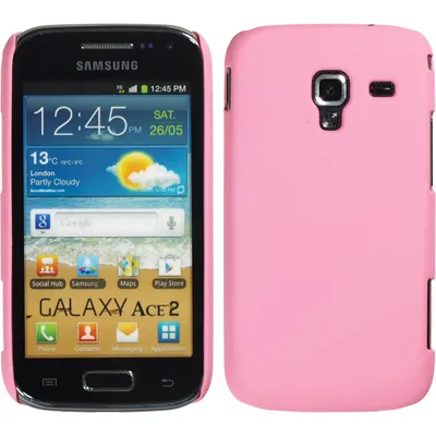 Produktbild von PhoneNatic Case kompatibel mit Samsung Galaxy Ace 2 - Hülle rosa gummiert Hard-case + 2 Schutzfolien