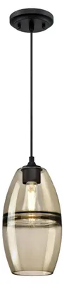 Zdjęcie produktu dla Jednopłomienna lampa wisząca Soren czarna / szkło jesionowe wąska