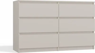 Produktbild von Malwa M6 120 Kommode mit 6 grifflosen Schubladen, Kaschmir Beige, 16mm laminierte Spanplatte, modern, minimalistisch, 75x120x30 cm (H x B x T)