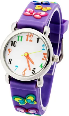 Produktbild von Kinder Uhr, Armbanduhr für Kinder Jungen und Mädchen, wasserdichte Analog Quarzuhr, 3D Cute Cartoon Uhr, Digitale Kinderuhr, Teaching Handgelenk Uhren mit Silikon Armband(Lila Schmetterling)