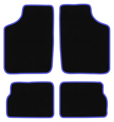 Produktbild von Velours-Fußmatten für Opel Corsa A 1982-1993 (Schrägheck) – 4-tlg, Schwarz/Blau, passgenau – Wielganizator CARLUX
