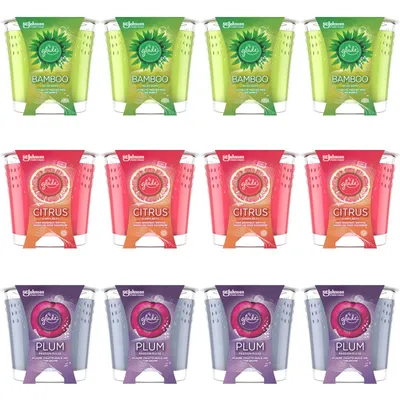 Produktbild von 12er Set Duftkerze Im Glas Duft Kerze Bambus Citrus Pflaume Raumduft Glaskerze …