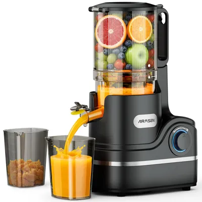Productafbeelding van AIRMSEN 300W Slow Juicer, sapcentrifuge met een grote vulopening van 140 mm, volautomatische multifunctionele sapcentrifuge voor hele vruchten, groenten en fruit