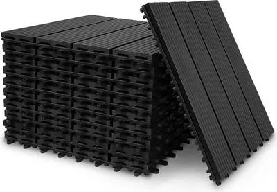 Zdjęcie produktu dla Płytki WPC Jiubiaz płytki tarasowe 5 ㎡ płytki drewniane płytki podłogowe płytki klik 30 × 30 cm balkon podłogi płytki tarasowe balkon plastik antracyt