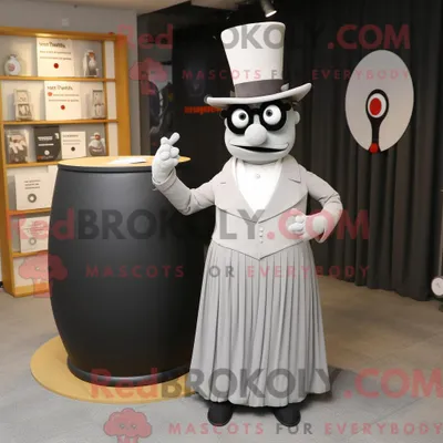 Produktbild von Graues REDBROKOLY Ringmaster-Maskottchenkostüm mit Brautkleid und Brille
