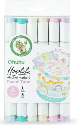 Obrázek produktu pro Lihové fixy OHUHU oboustranné Brush & Chisel, 6 ks pastelové