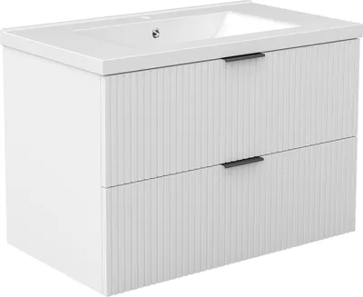 Image de Acezanble Ensemble Meuble salle de Bain Blanc Suspendu avec Vasque Céramique, 79cm
