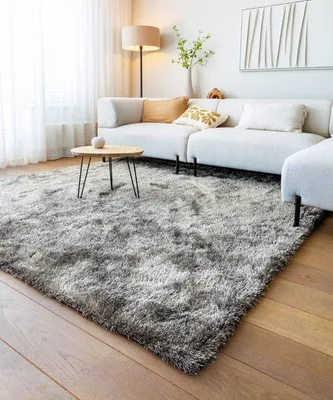 Image de Tapis Unyqoos® à poils longs, couleur gris "Posh", 280 x 280 cm – forme carrée, aspect velours, polyester, hauteur du poil : 50 mm, amortissement doux