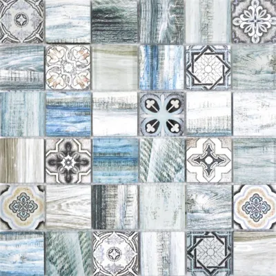 Produktbild von Quadrat Crystal mix hellblau Mosaikfliese Wand Fliesenspiegel Küche Dusche Bad MOS160-w300_f