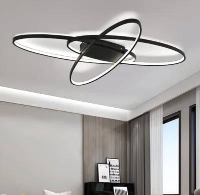 Produktbild von LED Deckenleuchten, Wohnzimmerlampe, dimmbar mit Fernbedienung, Deckenlampe, Modernes ovales Design, Esszimmerlampe, 60W 85*62cm Schwarz