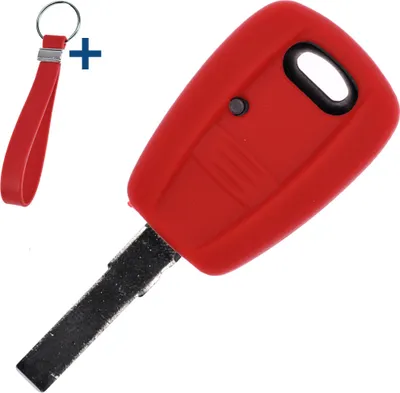 Produktbild von Auto Schlüssel Silikon Schutz Hülle + Schlüsselband Rot kompatibel mit FIAT Panda Brava Bravo Punto Stilo 1 Tasten Funk Fernbedienung
