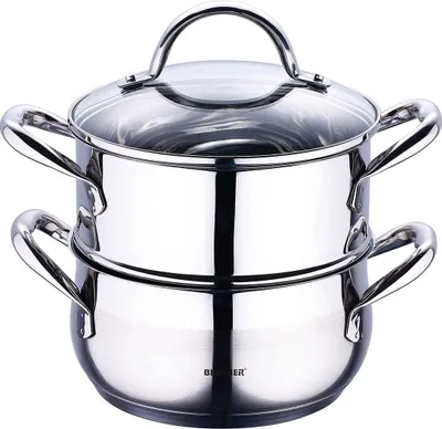 Produktbild von Bergner Induktion Dampfgarer Kochtopf mit Glasdeckel 2,2 Liter BG-6521