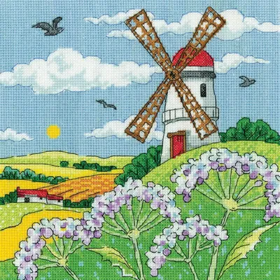 Produktbild von Heritage Kreuzstich Set Aida "Windmühlenlandschaft", Zählmuster, KCWL1579-A, 20,5x20,5cm