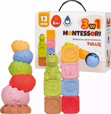 Obrázek produktu pro Tullo Klocki sensoryczne piramida edukacyjna Montessori 13 sztuk