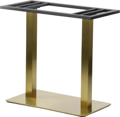 Produktbild von Doppelter Tischfuß aus Edelstahl, Tischbeine SH-3003-1/G, für Büro, Hotel, Restaurant, Maße 70x40x72,5 cm, goldfarbener Edelstahl
