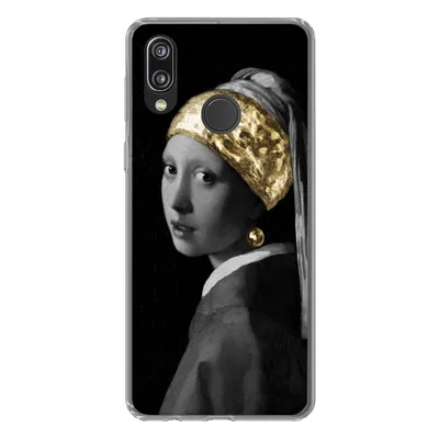 Produktbild von MuchoWow® Handyhülle Schutzhülle Hülle für Huawei P20 Lite (2020) Mädchen mit einem Perlenohrring - Vermeer - Gold Silikon Softcase Handy Hülle - Kartenhalter