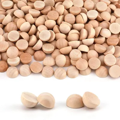 Produktbild von Holzkugeln halb 15 mm, unbehandelt Naturholz, 300 Stück, für Bastelprojekte