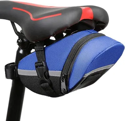 Immagine prodotto di Borsa da sella per bicicletta - Borsa da sella per bici da corsa - Borsa per bici da corsa e mountain bike - Impermeabile - Riflettente - Accessorio per bicicletta - Blu