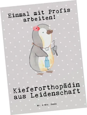 Produktbild von Mr. & Mrs. Panda Postkarte Kieferorthopädin Leidenschaft - Grau Pastell - Geschenk, Ansichtskarten, Fotokarte, Ansichtskarte, Postkarten, Grußkarte