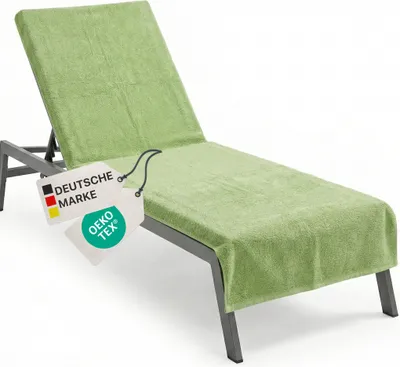 Produktbild von NYVI Frottee Schonbezug für Gartenliege NYVISpa 75x200 cm Grün - Hygiene Liegestuhlauflage für Sonnenliegen Strandliegen - Handtuch Bezug - 100