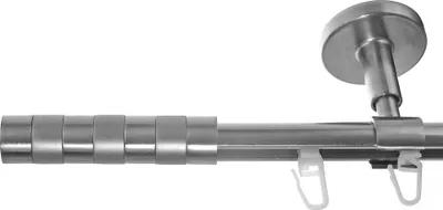 Produktbild von BASIT® Innenlauf Gardinenstange Edelstahl Look 16mm Deckenträger 1-läufig modern Zylinder D70 E12