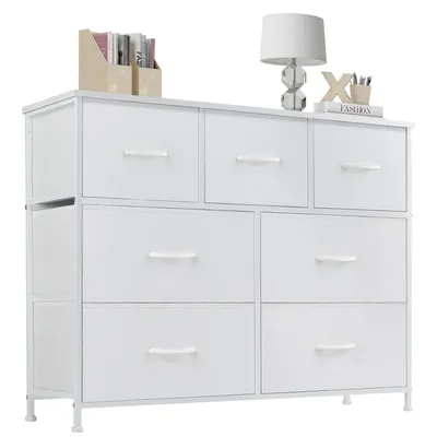 Produktbild von Schubkastenkommode Kommode mit 7 Schubladen aus Stoff Schubladenschrank (mit Metallgestell Schubladen aus Stoff), für Schlafzimmer, Wohnzimmer, Kinder