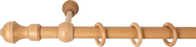 Produktbild von SN Deco - Stilgarnitur Gardinenstange Vorhangstange Ares, Holz, 28 mm, 1-Lauf, Komplettset mit Ringen, Farbe Eiche, 120 cm
