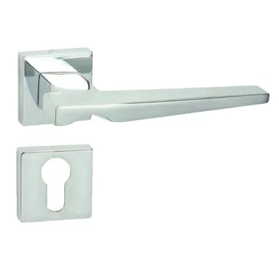 Produktbild von DOMINO Türgriff Drückergarnitur PZ - Profilzylinder Set | Vierkant-Rosette | Türklinke für Zimmertür, Bürotür, Kellertür & Innentür | Türbeschläge aus Messing | Bronze Türdrückergarnitur | VERTIGO-QR M6