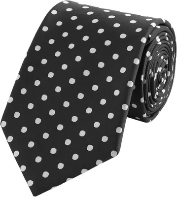Zdjęcie produktu dla Krawat 8 cm, na formalne okazje, czarne kropki, długość 148 cm