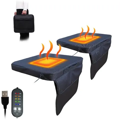 Produktbild von 2 Stück tragbares beheizbares Sitzkissen,Stuhlkissen mit 3-stufiger Temperaturregelung für Sport, Camping, Angeln, Zuhause und Outdoor, ohne Powerbank