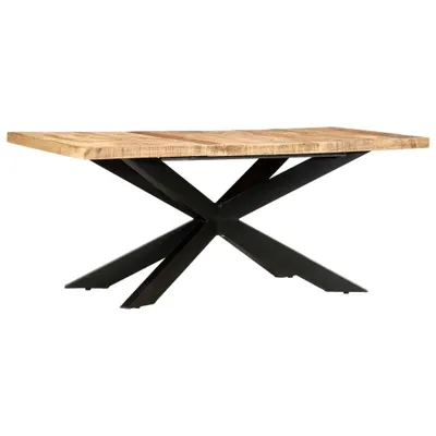 Image de Table de salle à manger exclusive - Dimensions : 180 x 90 x 76 cm - Bois massif de mangue brut