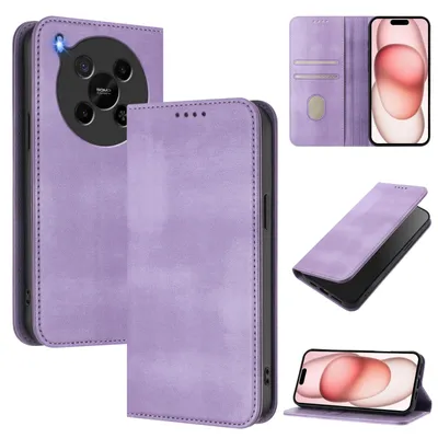 Produktbild von Handyhülle für ZTE Blade V70 Max/nubia V70 Max, Vintage Leder RFID Schutz Kartenfach Standfunktion Magnetische Klapphülle Violett