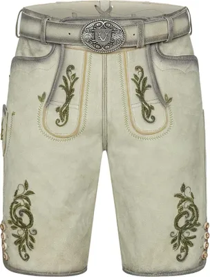 Produktbild von Lederhose Maurus kurz mit Gürtel beige grün 56