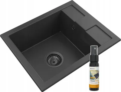 Produktbild von Granitan | Granitspüle - BEST - 1-Becken - mit Siphon - Schwarz - 50 x 40 cm - für Schränke ab 40 cm