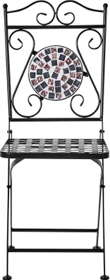 Produktbild von BELIANI Balkon Set Schwarz u. Gold aus Metall Mosaik Muster mit 2 Stühlen 1 Tisch Outdoor Terrassenmöbel Gartenmöbel Balkonmöbel