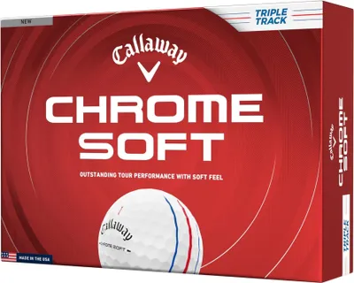 Produktbild von Callaway Chrome Soft 2026 Triple Track Golfbälle, 12 Stück, präzise Ausrichtung, weiches Gefühl, hohe Ballgeschwindigkeit