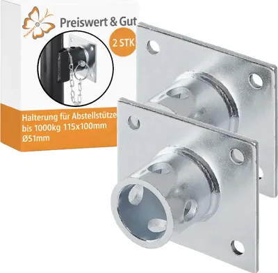 Produktbild von 2x Halterung für Abstellstütze 115x100mm Ø 51 mm 620g und Heck-Schiebe-Stützen Silber für Schiebestützen Anhängerstützen