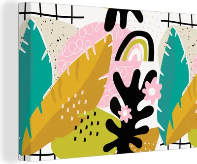 Produktbild von OneMillionCanvasses® - Leinwandbilder - 150x100 cm, Dschungel - Pflanzen - Muster, Wandbilder Kunstdruck Wanddekoration