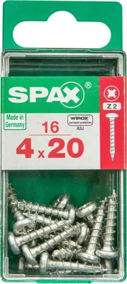 Produktbild von SPAX 4231010400201, Schraube, Stahl, Zink, Holz, Flachkopfschraube, Pozidriv, Silber
