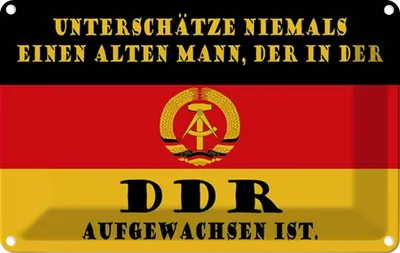 Produktbild von vianmo Blechschild 12x18 cm alter Mann DDR aufgewachsen Deutschland