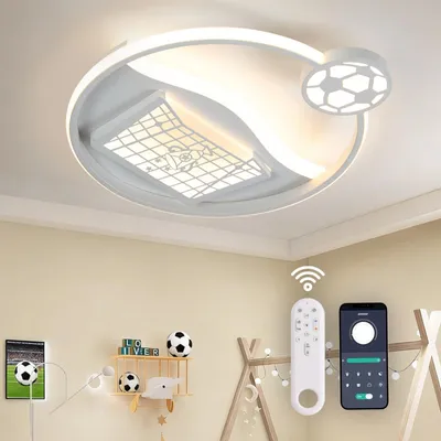 Zdjęcie produktu dla Lampa sufitowa LED w piłkarskim stylu dla dzieci z pilotem