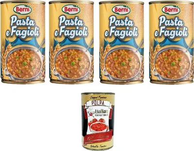 Produktbild von Berni Pasta e Fagioli Nudeln und Bohnen 4x 420gr + Italian Gourmet polpa 400g