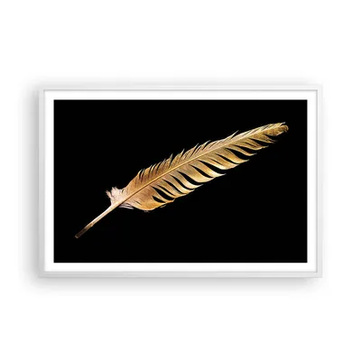 Produktbild von Gerahmtes Poster - Weißer Rahmen - Golden Feder Schwarz - 91,5x61 cm - Wand Bild - Wanddeko - Wandbilder - Kunstposter - Wandposter - Bilderrahmen - Bilder - Kunstdruck - P2WAA91x61-4887